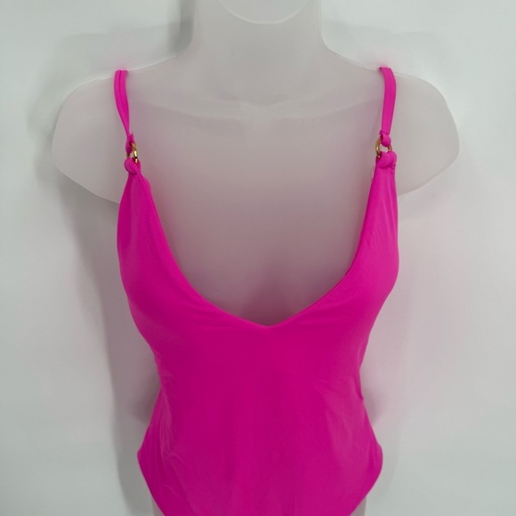 Trina Turk NWT  Swimsuit Women's Twist Back High Leg One Piece Pink Size 14 - Picture 6 of 7